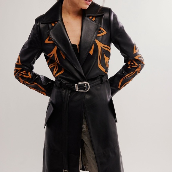 Dan Cassab Leather Trench Coat - Picture 4 of 5